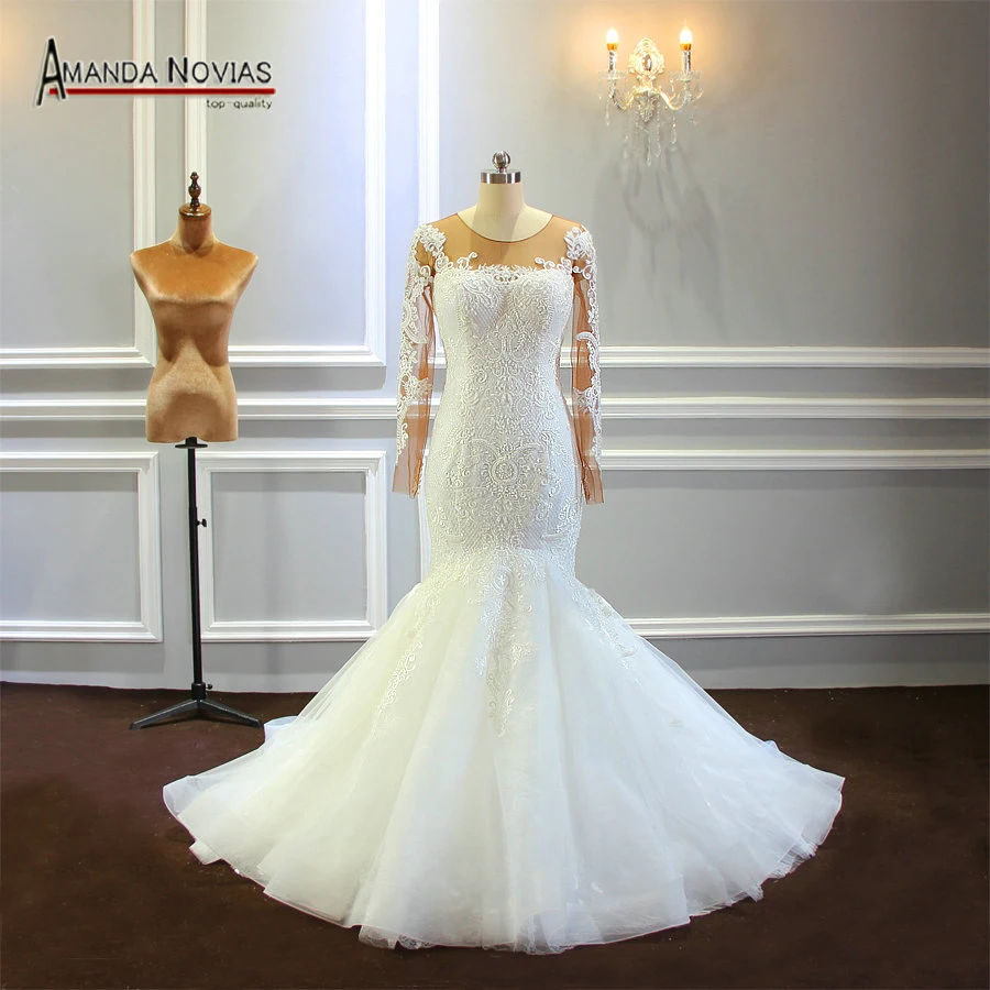 

2019 Mermaid Wedding Dress With Long Sleeves Beading Mermaid Dress