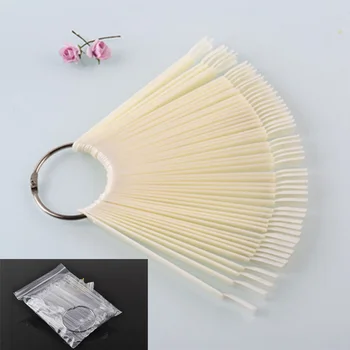 

50pcs Clear, Beige Nail Polish Display Fan chart New Salon DIY Design Practice Tips Display Palette Stick Tool, 20 sets