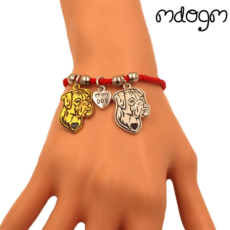 Bordeaux Dog Animal Charm Bracelet For Women Men Couple Love Rope Male
