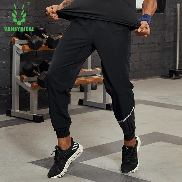 Vansydical 2019 Men's Running Trousers Loose Thin Basketball Training Pants Reflective Fitness Jogger Sweatpants 4