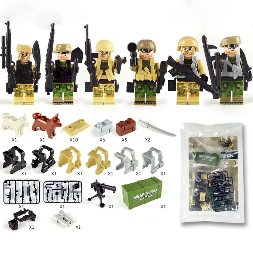 

Children's Building Blocks Weapon Accessories Combat Readiness Box Wire Netting Belt Military Building Blocks Toy
