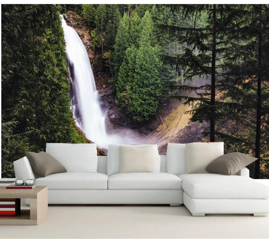 Custom Custom Mural Wallpaper,usa Waterfalls Forests Fir Nature