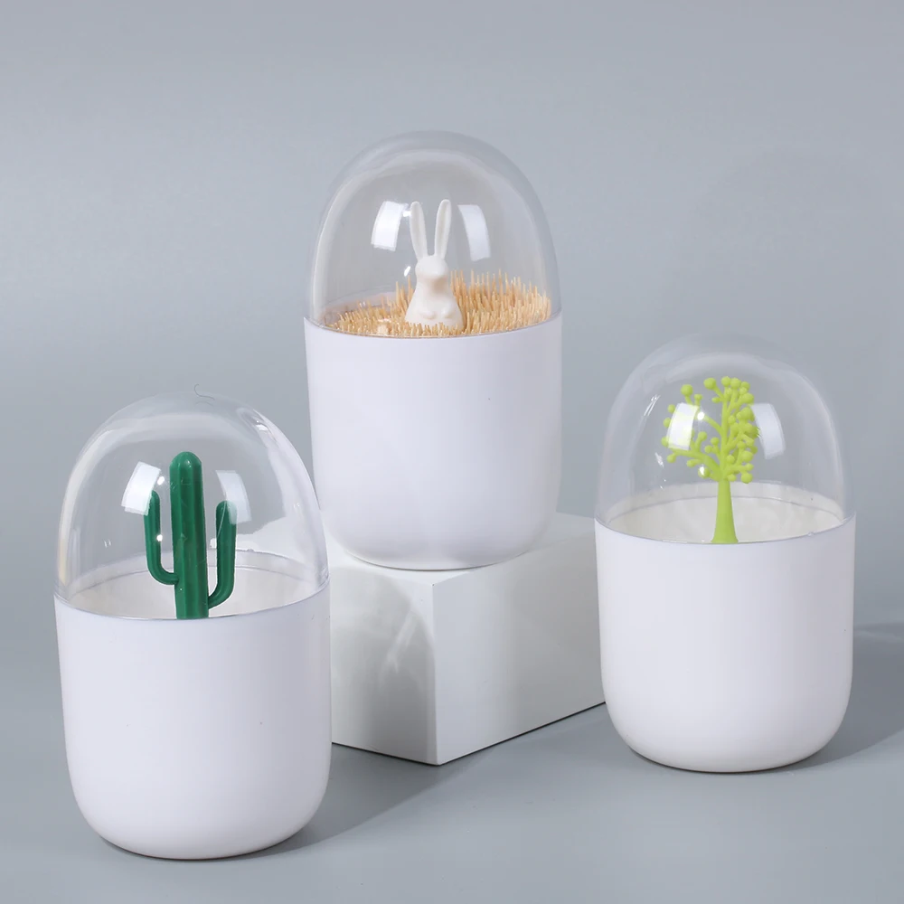 

Table Decoration Cartoon Animal Tree Toothpicks Holder Plastic Cotton Swab Storage Box Cotton Bud Holder Case Home Table Decor
