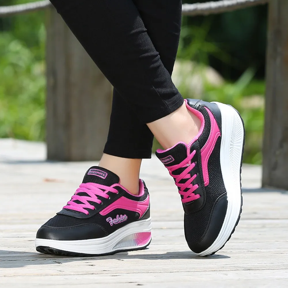 

Mesh ladies sneakers breath running Heightening Soft shoes woman Bottom Rocking running shoes women sneakers zapatos de mujer#G8