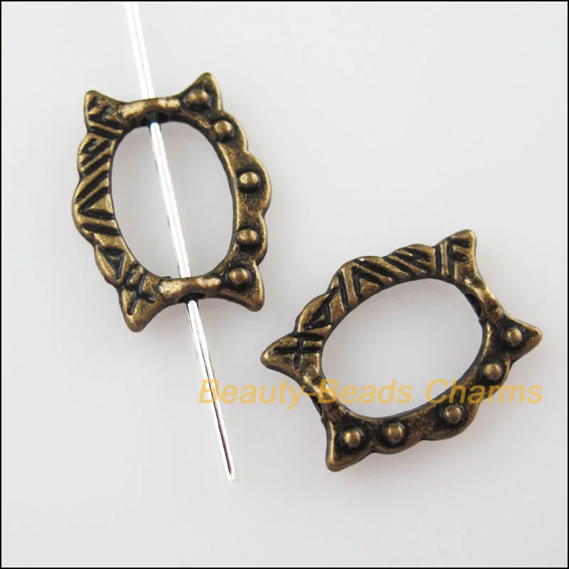 

15 New Flower Oval Frame Charms Antiqued Bronze Tone Spacer Beads 12x15.5mm