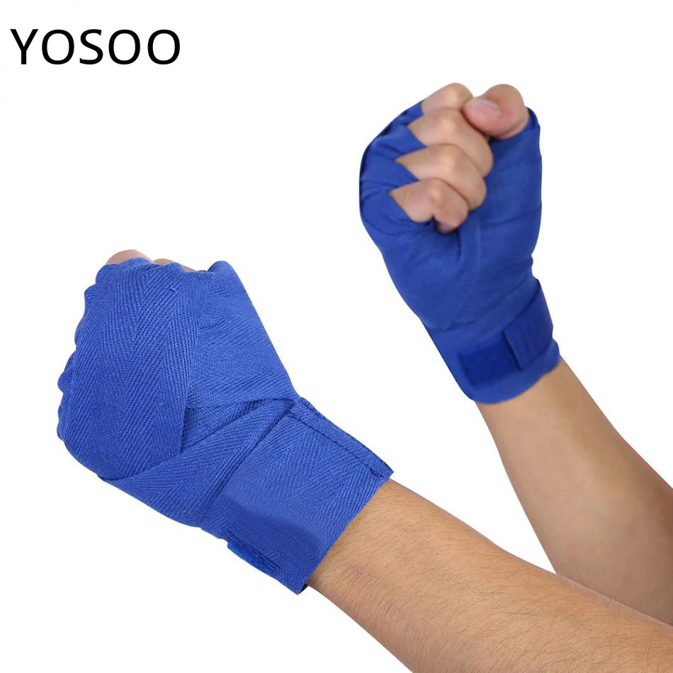 2 PCS 2.5m Cotton Wrist Support Boxing Wrist Bandage Hand Protector