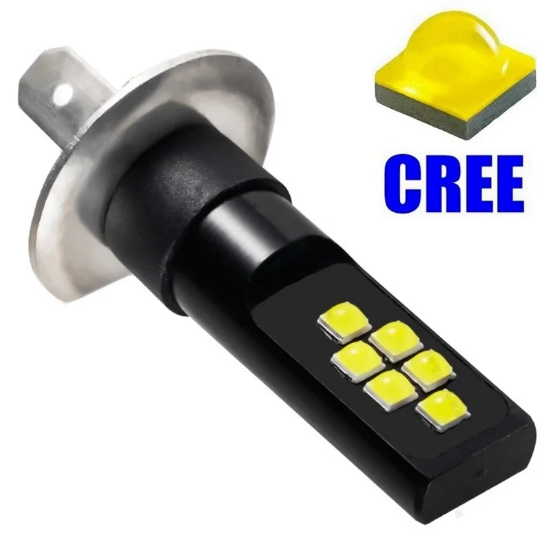 

1 Piece 2019 NEW H1 High Quality CREE Chips LED Auto Front Fog Lamp Car Anti Fog Light Driving Bulb 6000K White 3000K Yellow