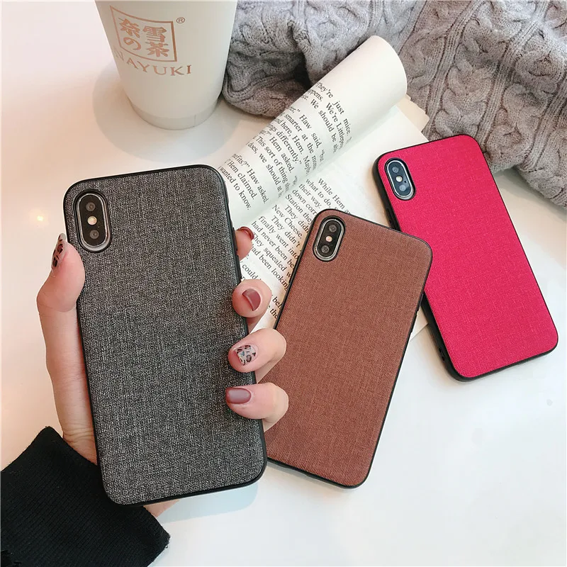 

Luxury Cloth Texture Case for iPhone X XS MAX XR Phone Case for iPhone 7 8 6 6s plus Business Fabric Back Cover Soft Fundas Capa