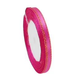 Luxurious Gold Edge Satin Ribbon - High - Quality Gift Packaging, Multiple Widths Available - 6mm (Rose Red)