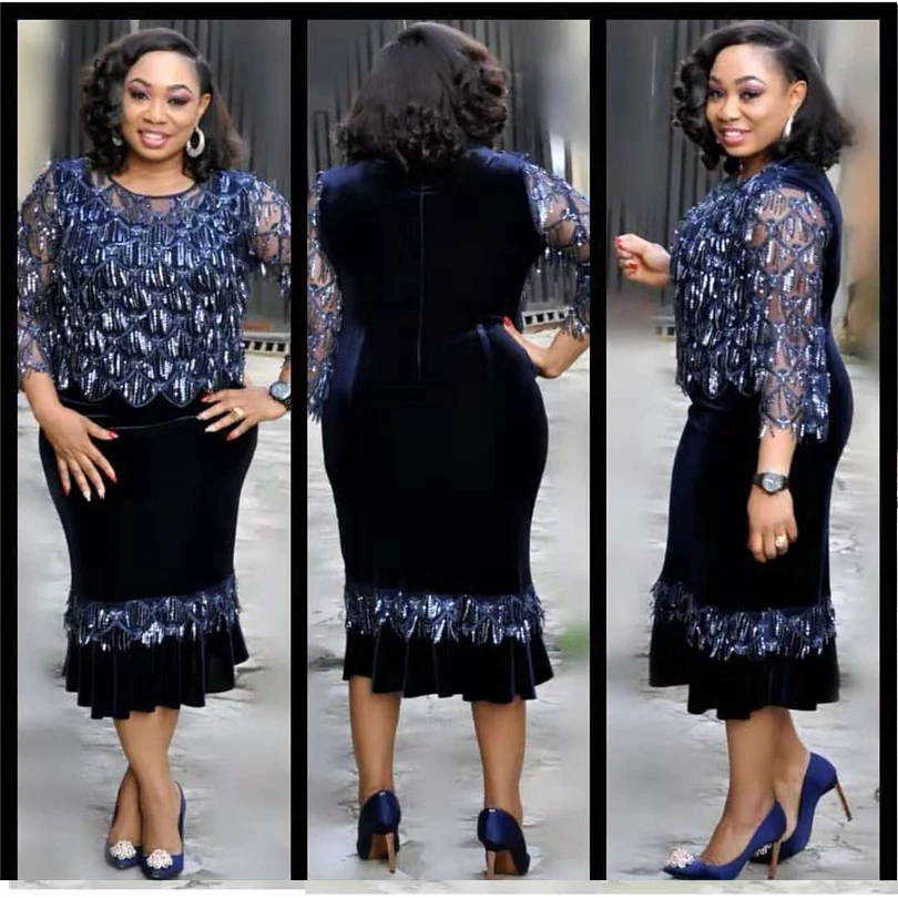 

New style African Women clothing Dashiki fashion Velvet sequined dress size S M L XL XXL XXXL XL