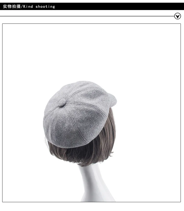 Seioum осень-зима Восстановление старинных способов шерсть Восьмиугольные шляпы Мода леди маляр теплая шапка студенческий берет