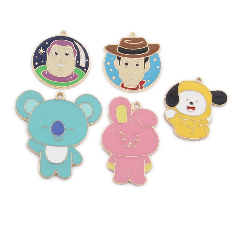 

10Pcs/lot Cute Cartoon Toy Story 4 Woody Buzz Lightyear Enamel Dangle Charms Pendant for DIY Necklace Bracelet Jewelry Make