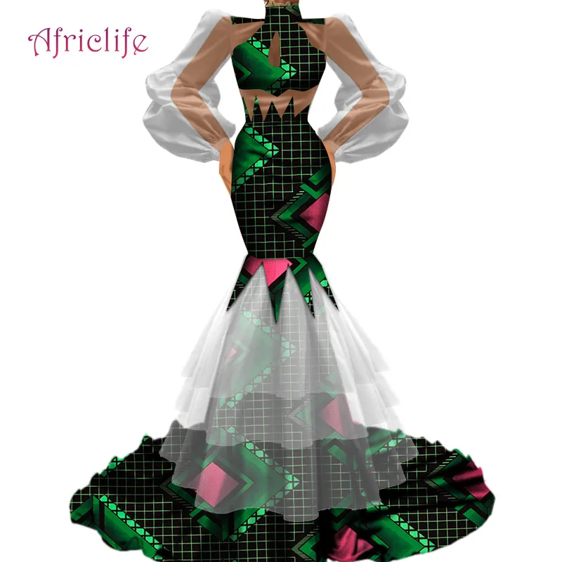 Дизайн, женская элегантная облегающая юбка-пачка высокого качества, тюль, марля, пэчворк, африканская ткань, Свадебная вечеринка, юбка, платья, WY4720