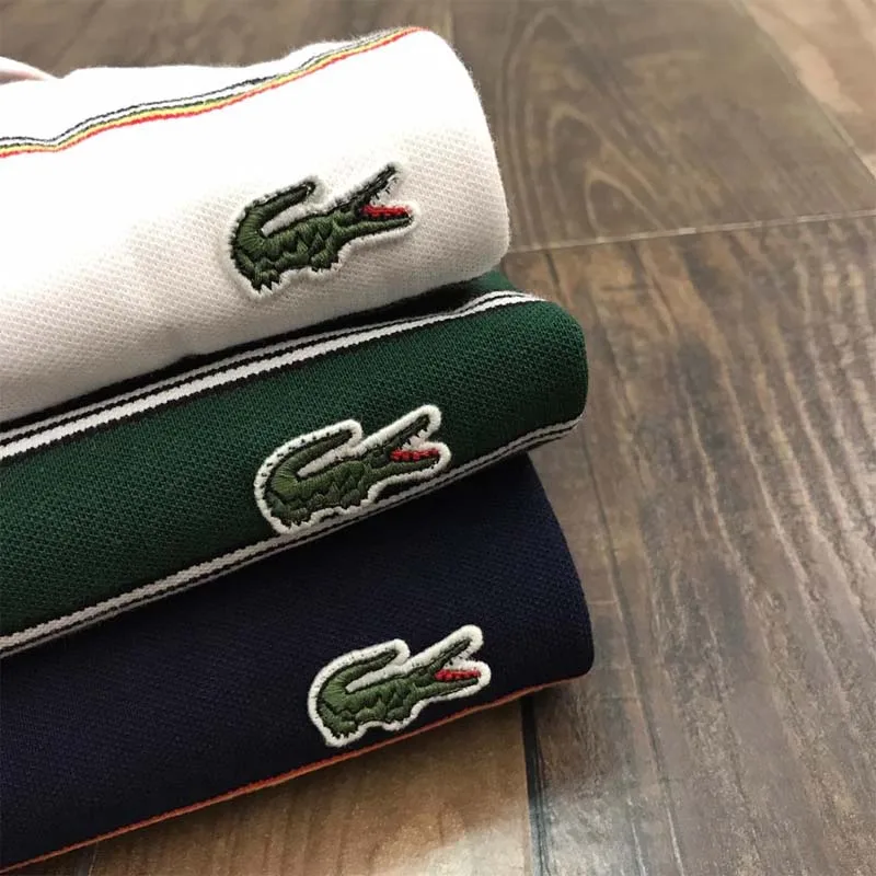 

Lacostelegend men's T Shirt 2019 casual stripe shirts Summer Fashion Short Sleeve T Shirts Slim Fit Top Tees China Size M-2XL