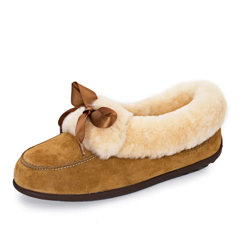 

2018 New Arrival 100% Real Fur Women Flats Genuine Leather Winter Shoes for Women Comfortable Slip on Loafers Warm Shoes Women