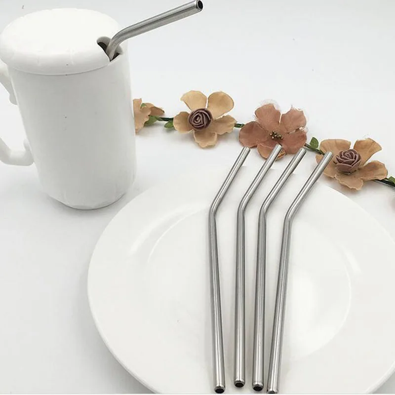 Buy 100set/lot 267mm 6mm Stainless Steel Straw Beer Drinking Straw Clearning