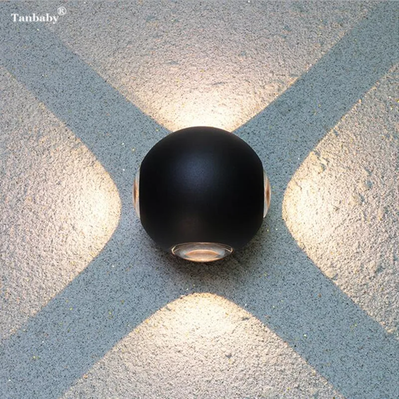 

Tanbaby 8W 6W Rotatable 360degree Aluminum Super lighting Outdoor Waterproof Wall Lamp Ball Cross lighting LED Wall Lamp