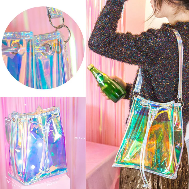 Sweet Teenage Girl Crossbody Shoulder Bag Hologram Shine Leather Laser Bag Holographic bag