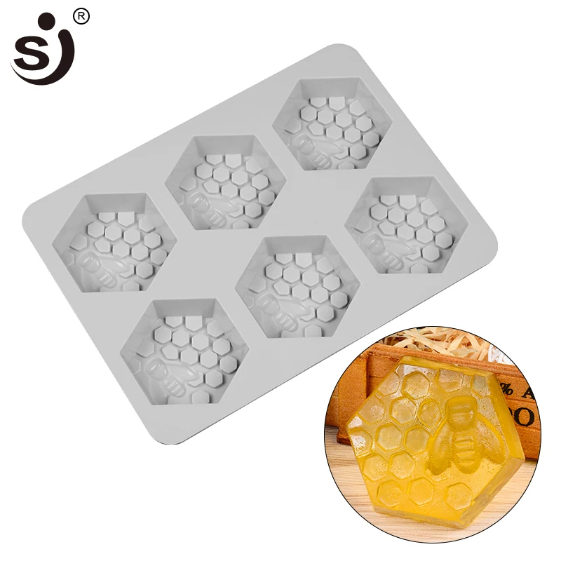 SJ Honey Bee Wedding Silicone Soap Mold 6 Forms For Crafts Cube Multi DIY Handmade Soap Making Supplies Material Tools