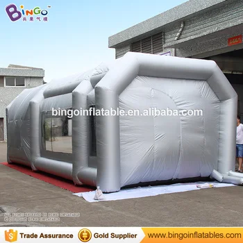 

Customized 9x4x3m silvery inflatable spray paint booth for printing bussiness high quality cabin toy tent mobile work station