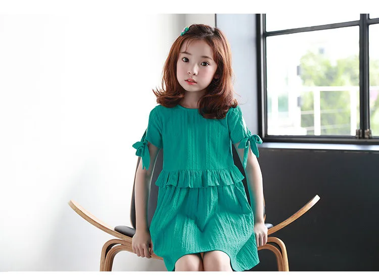 ruffles patchwork little big girl dresses cotton summer 2018 green princess mini kids dresses designs Children Boutique Clothes 5 6 7 8 9 10 11 12 13 14 15 years teenage girls 4 year baby girl dresses  15 years girl dresses (9)