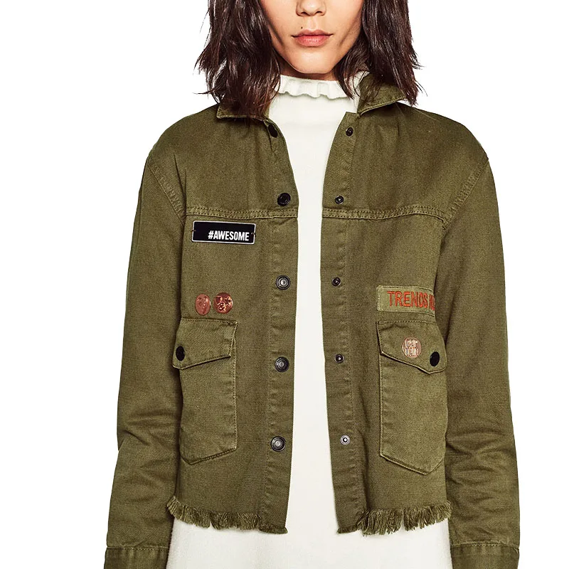 NYMPH 2017 Fashion Spring Long Sleeve Coat Women Army Green Military