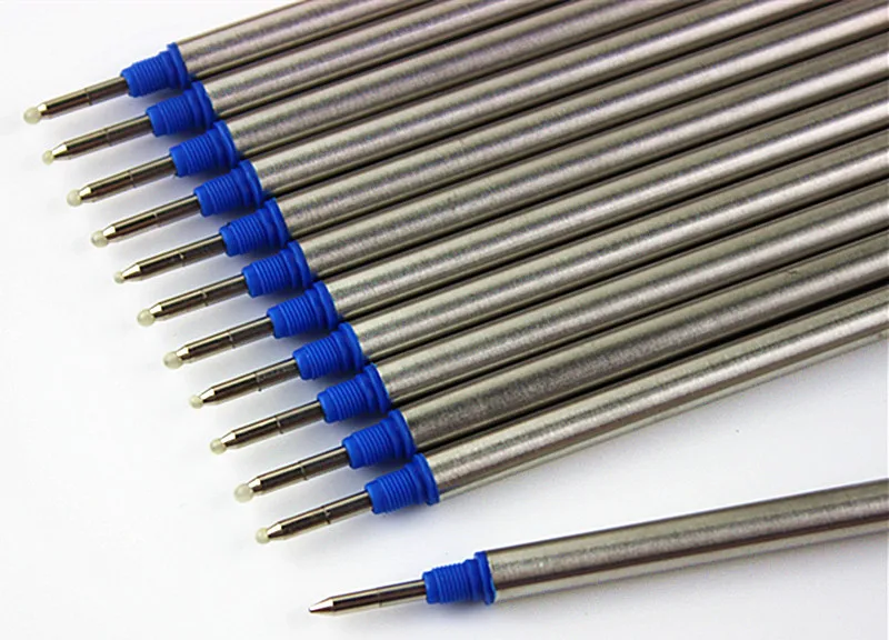 10pcs/ High-quality metal Pen ink Refills Medium Nib (AAA)  Refill Blue Ink Roller Ball Pen Free Shipping 3pcs jinhao blue spiral ink refill rollerball pen refill nib medium advanced ink