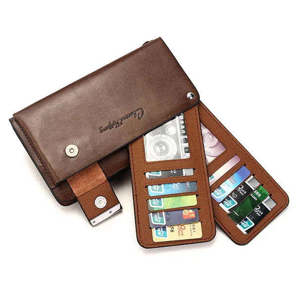 

Men Business Real Genuine Leather Big Capacity Cards Holder Zipper Wallet Portable Bag 2016 New