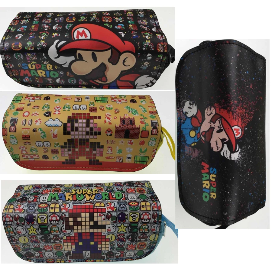

Super Mario Bros PU zipper pencil case stationery bag school pen bag Makeup Case Coin purse for students