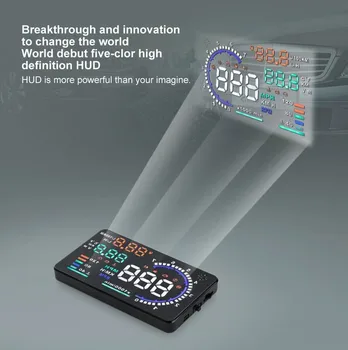 

HUD 5.5 Car HUD Head up Display with OBD 2 ii Interface Plug Headup with RPM MPH KPH Fuel Consumption