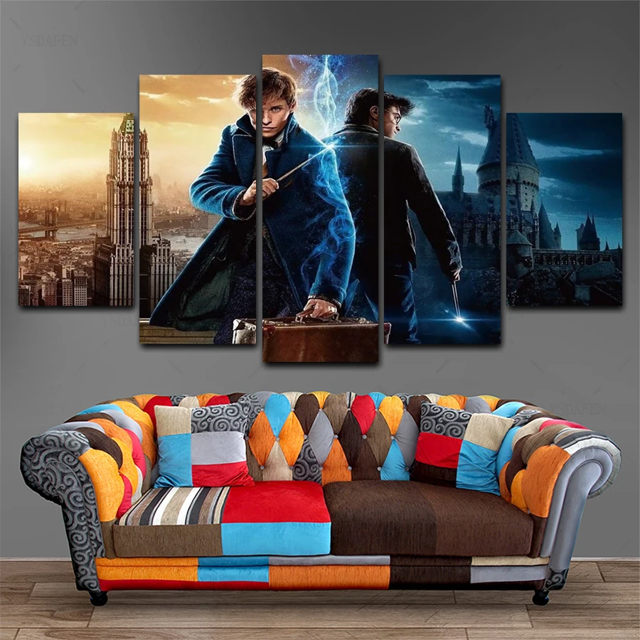 

Harry Potter Newt Movie 5 Pieces HD Print Painting Painting Canvas Wall Art Pictures Home Decoration Living Room Canvas Painting