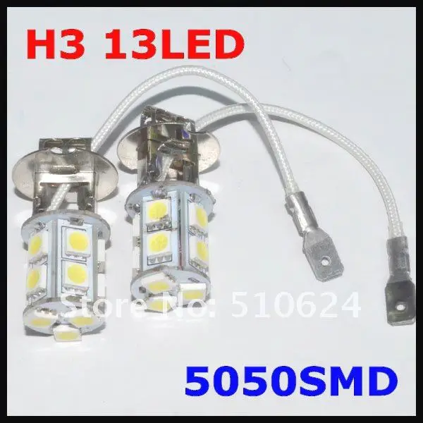 Автомобильный противотуманный фонарь H3 13SMD 5050 светодиодный Белый h3 светодиодный лампы для передних фар противотуманная лампа задний фонарь