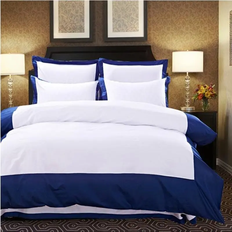 Fashion Hotel Embroidered Bedding Set Queen King Size 4pcs Pure