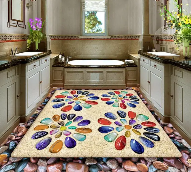 3d Floor Tiles Sandy Colored Stones Custom Painting Wallpaper Vinyl Flooring Bathroom Waterproof 3d Floor Tiles Sandy Colored Stones Custom Painting Wallpaper Vinyl Flooring Bathroom Waterproof