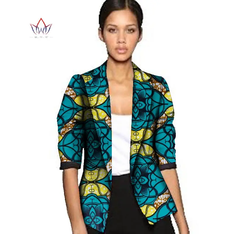 Дашики африканская восковая куртка одежда с принтом для женщин костюм полный рукав зубчатый размера плюс 6xl Африканская Хлопковая куртка пальто WY056 - Цвет: 1