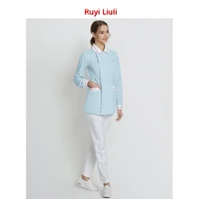 Одежда для медсестры с длинными рукавами, больница, салон красоты, рабочая одежда, женская синяя тонкая одежда для медсестры, осенне-зимнее пальто