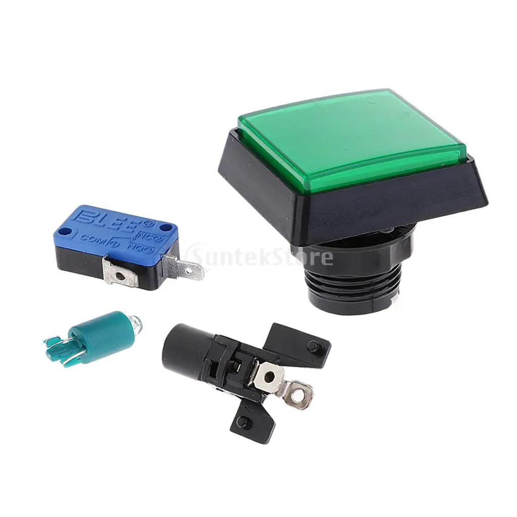 Rectangle Arcade Game Machine Push Button w/ 12V led lamp illuminated 5x5cm
