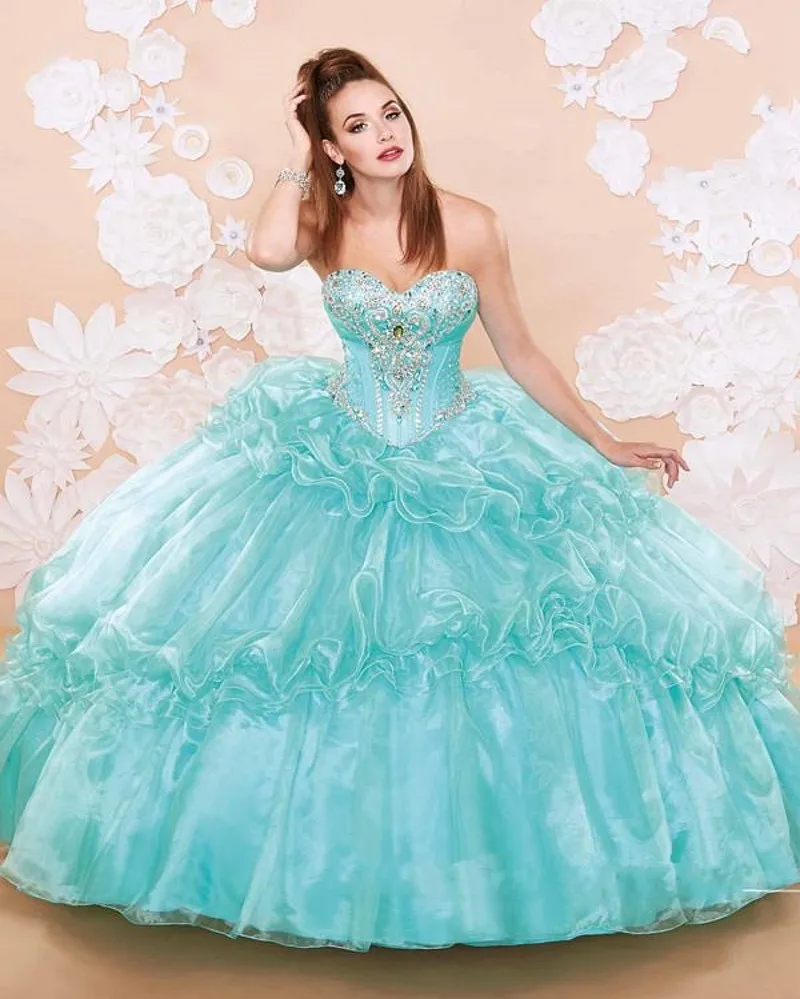 Luxury Crystal Beading Organza Quinceanera Dresses 2017 New Sweetheart ...