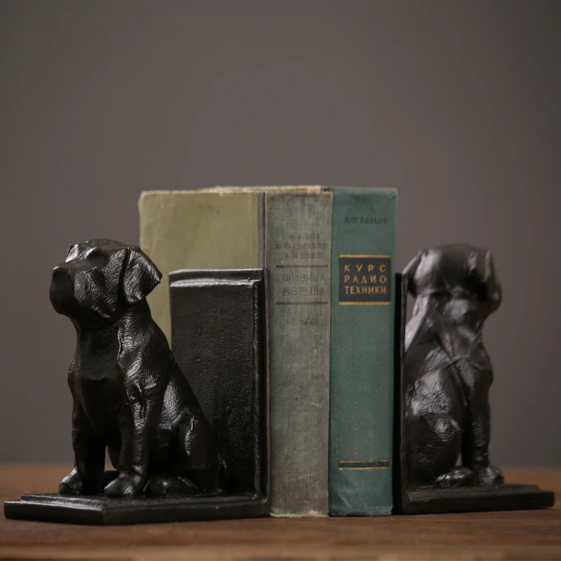 البلاد الأمريكي الشمالي دراسة غرفة المعيشة ديكور الديكور الراتنج الكلب الدفتين خزانة خزانة مكتب الحلي على كتاب