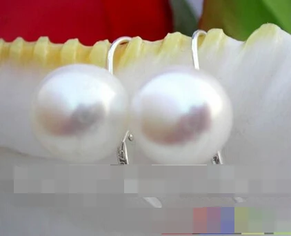

hot sell new - free shipping 00243 white round freshwater pearl earring