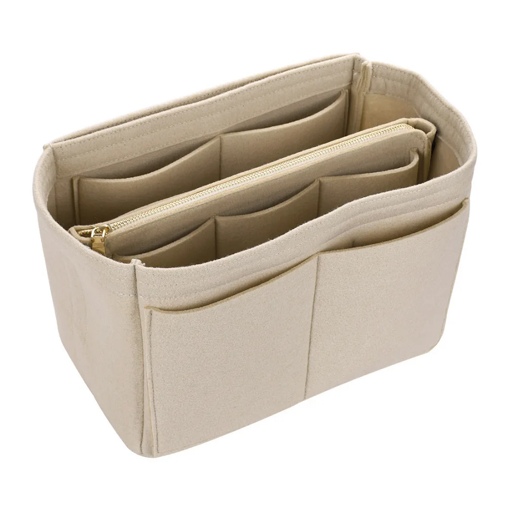 

Brand Make up Organizer Felt Insert Bag For Handbag Travel Inner Purse Portable Cosmetic Bag organizer Suitable For Neverfull