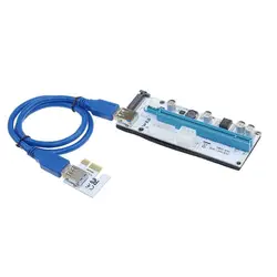 Новый PCI E ЭКСПРЕСС Riser VER008S 3in1 SATA 4Pin 6Pin Мощность USB 3,0 PCI-E 1x к 16x PCI-E Riser Card для BTC Antminer горно Miner