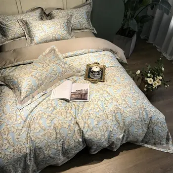 

Vintage pastoral blue bedding set adult teen,full queen king cotton plant double home textile bed sheet pillow case duvet cover