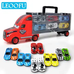 LEOOFU 12 шт./компл. автомобиль мини сплава Новый мобильный контейнер ремень автомобиля транспорта модели автомобиля игрушка в подарок для