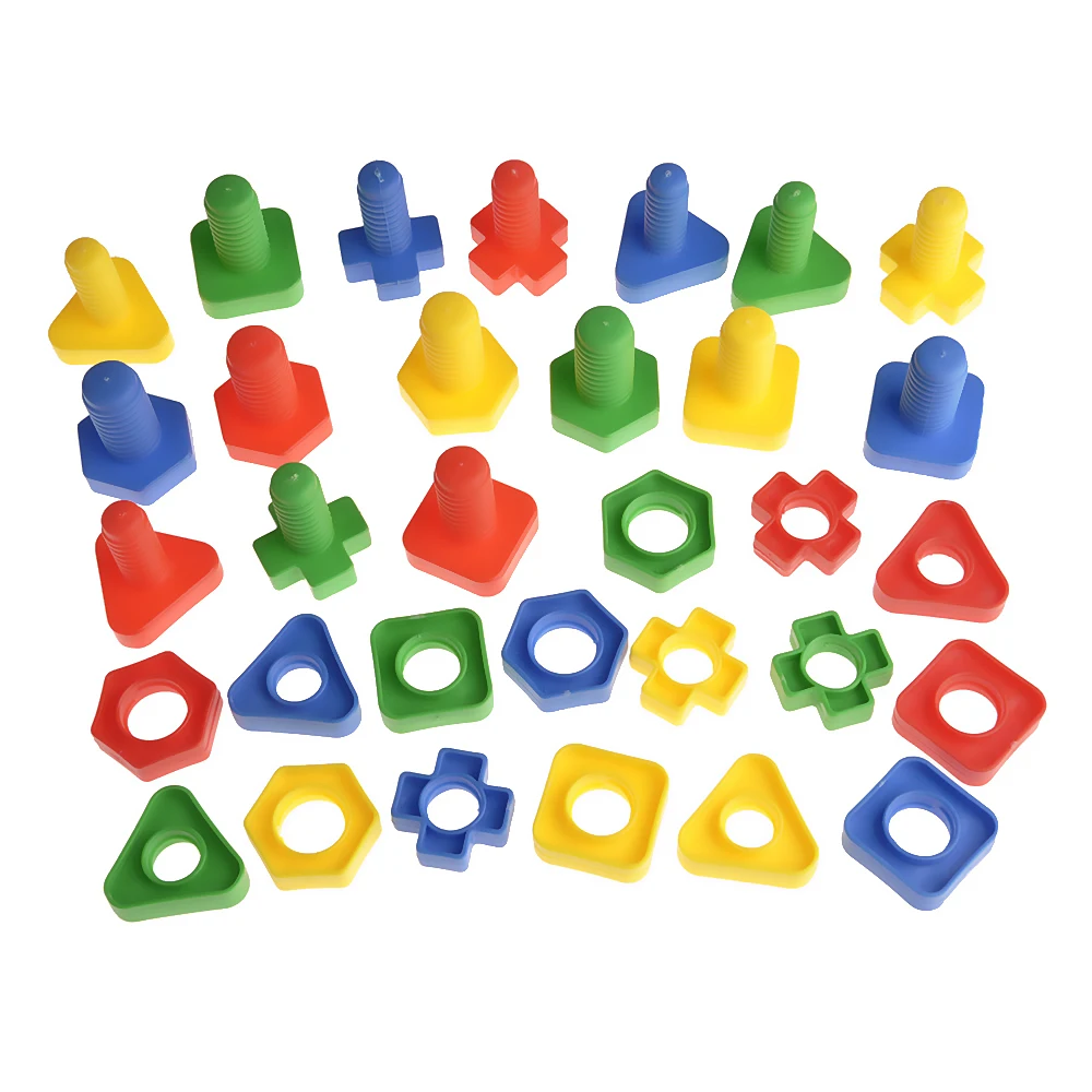 Многоцветные винты строительные блоки гайки с кольцевой вставкой набор для детей, для ребенка, обучающие игрушки