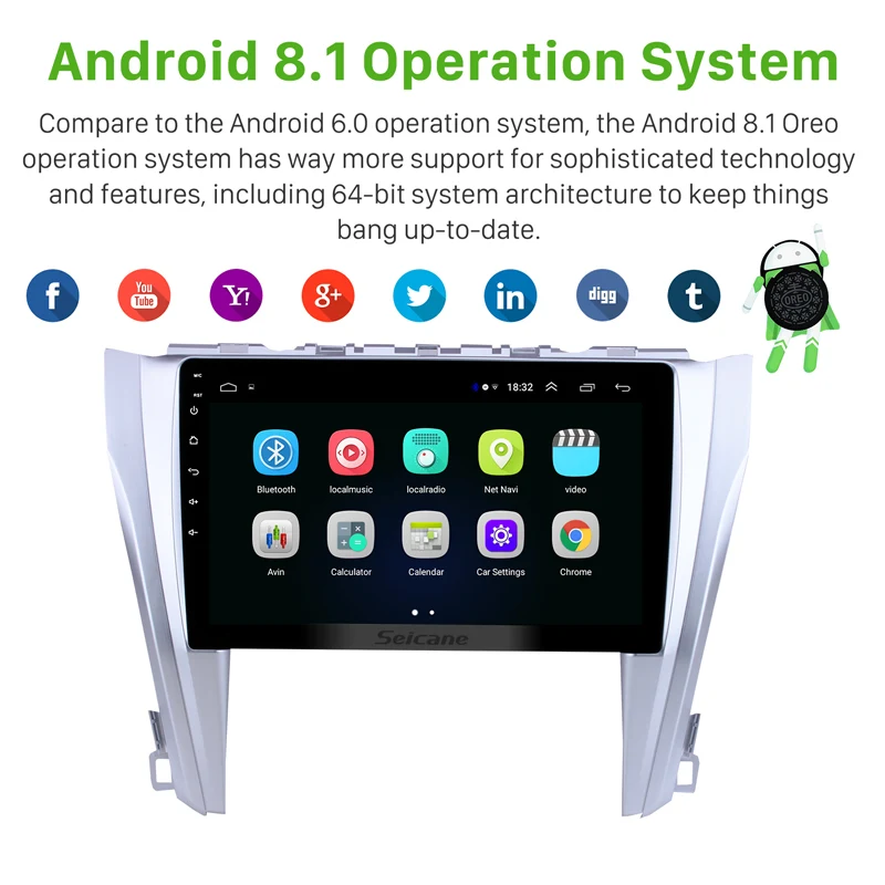 Best Seicane android car gps multimedia player For Toyota Camry 2015 2016 2017 car wifi navigation radio video audio player 2 din 1