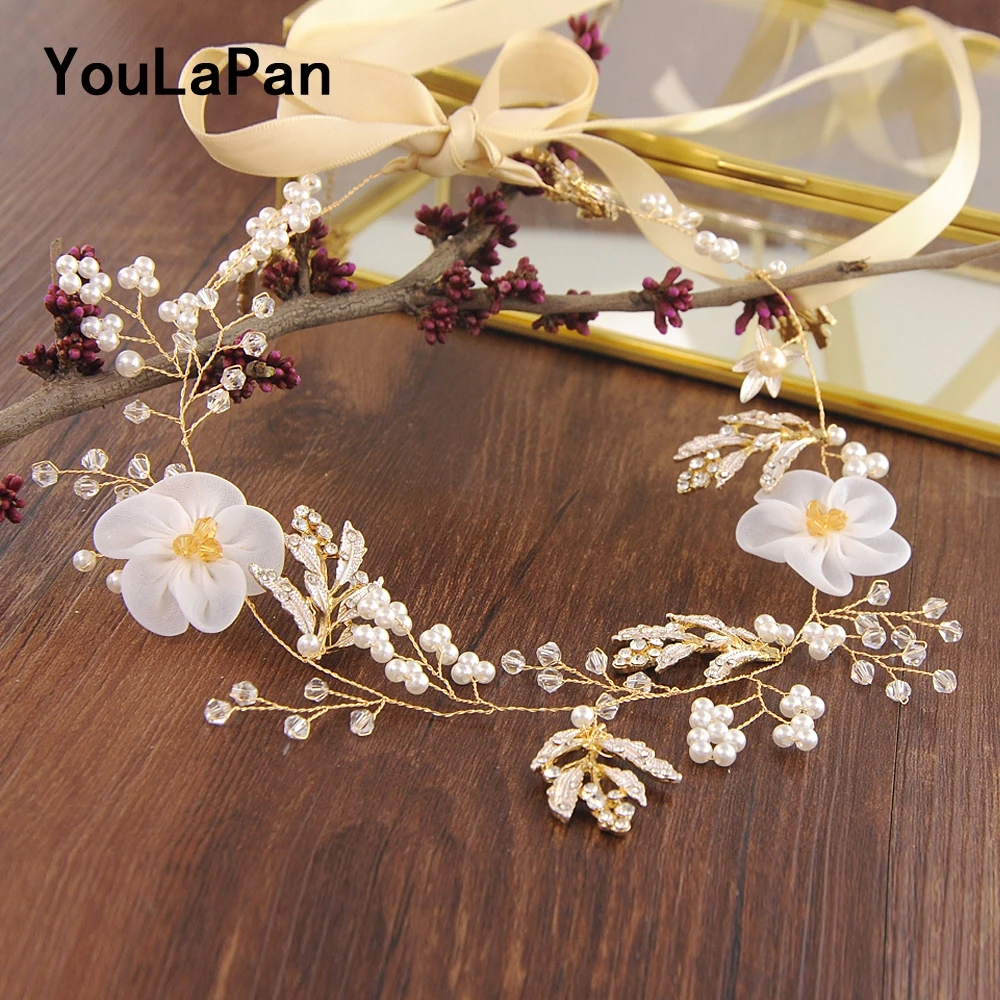 

YouLaPan HP72 Wedding Headband Organza Bridal Tiara Diamond Wedding Headpiece Handmade Bridal Wedding Hair Accessorie