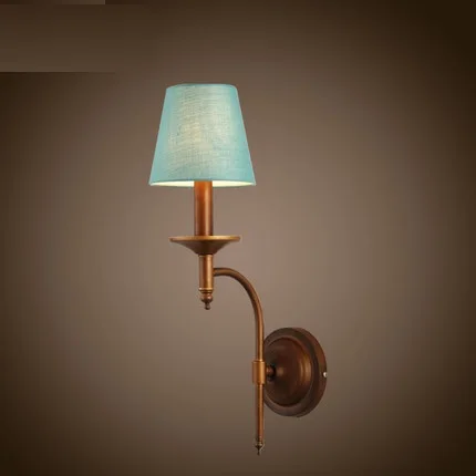 

Cloth Lamps Shade Vintage Wall Lamp European Style LED Wall Light Fixtures For Indoor Home Lighting Bedside Wall Sconce