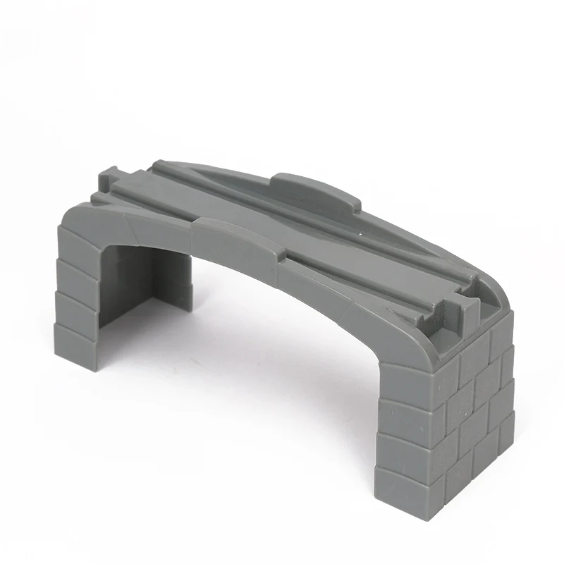 Plastic Gray Straight Track Tunnel Wooden Train Track Accessories Track Train Slot Wood Railway Toys bloques de construccion