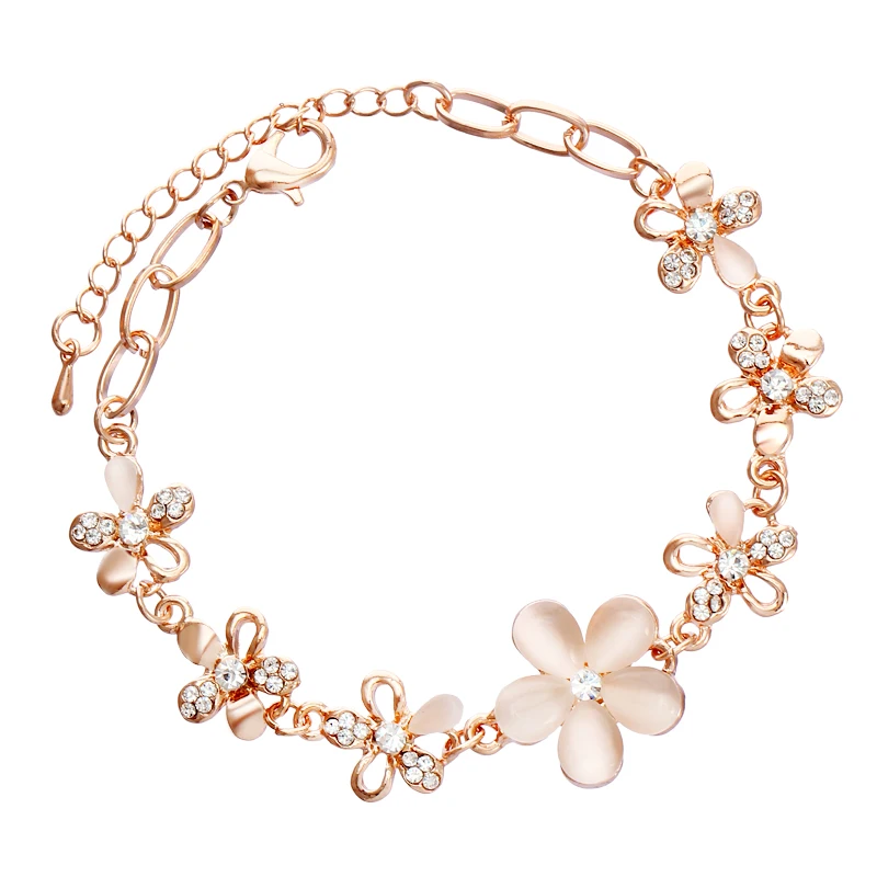 Minhin Романтический золото Талисманы браслет для Для женщин Роскошные Нежный цветок наручные украшения браслет Femme